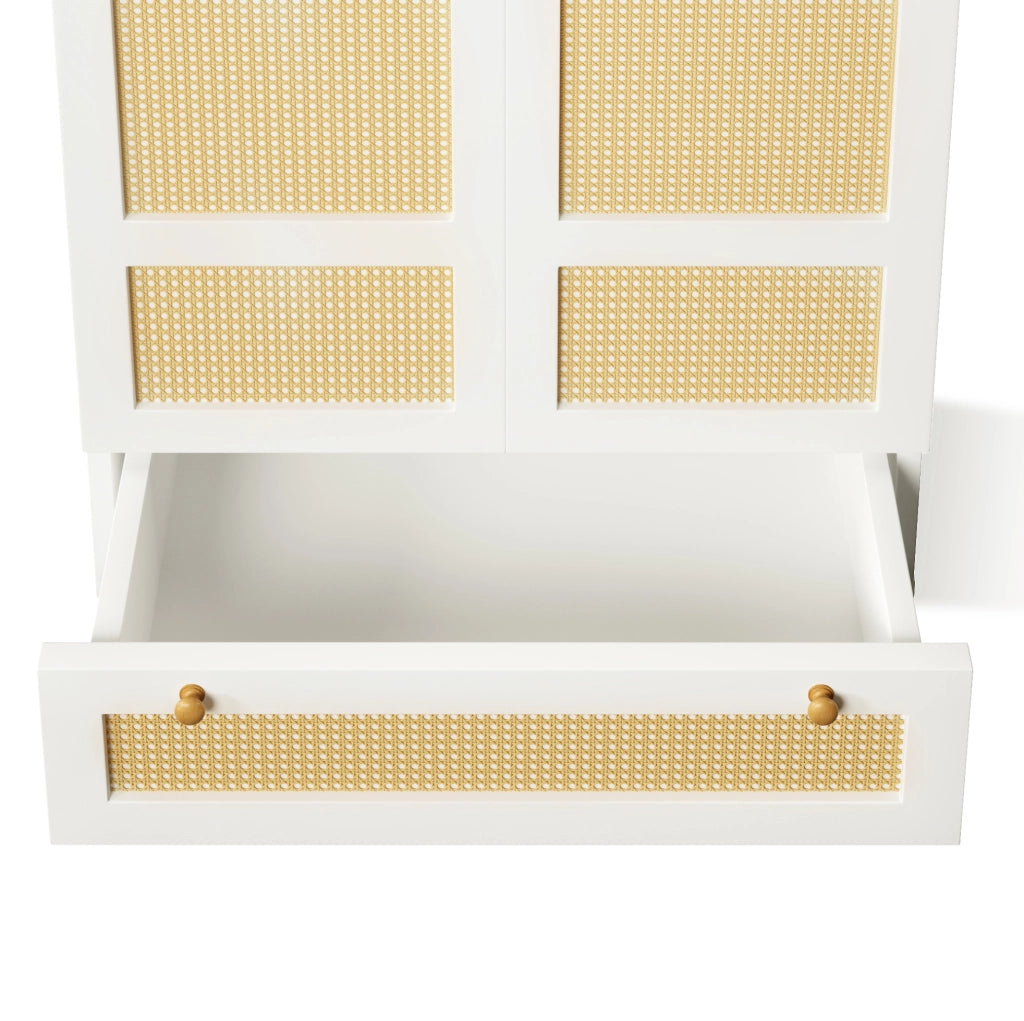 Armadio guardaroba 80 x 50 x 180 cm in MDF bianco con design ad arco; asta e cassetto