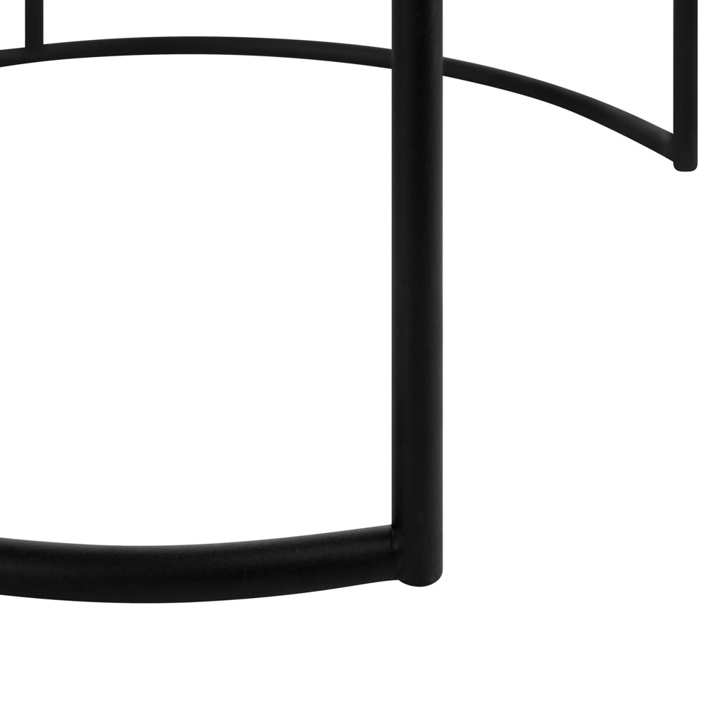 Set di 2 tavolini a nido in metallo Nero con piano rotondo a vassoio industriale minimalista
