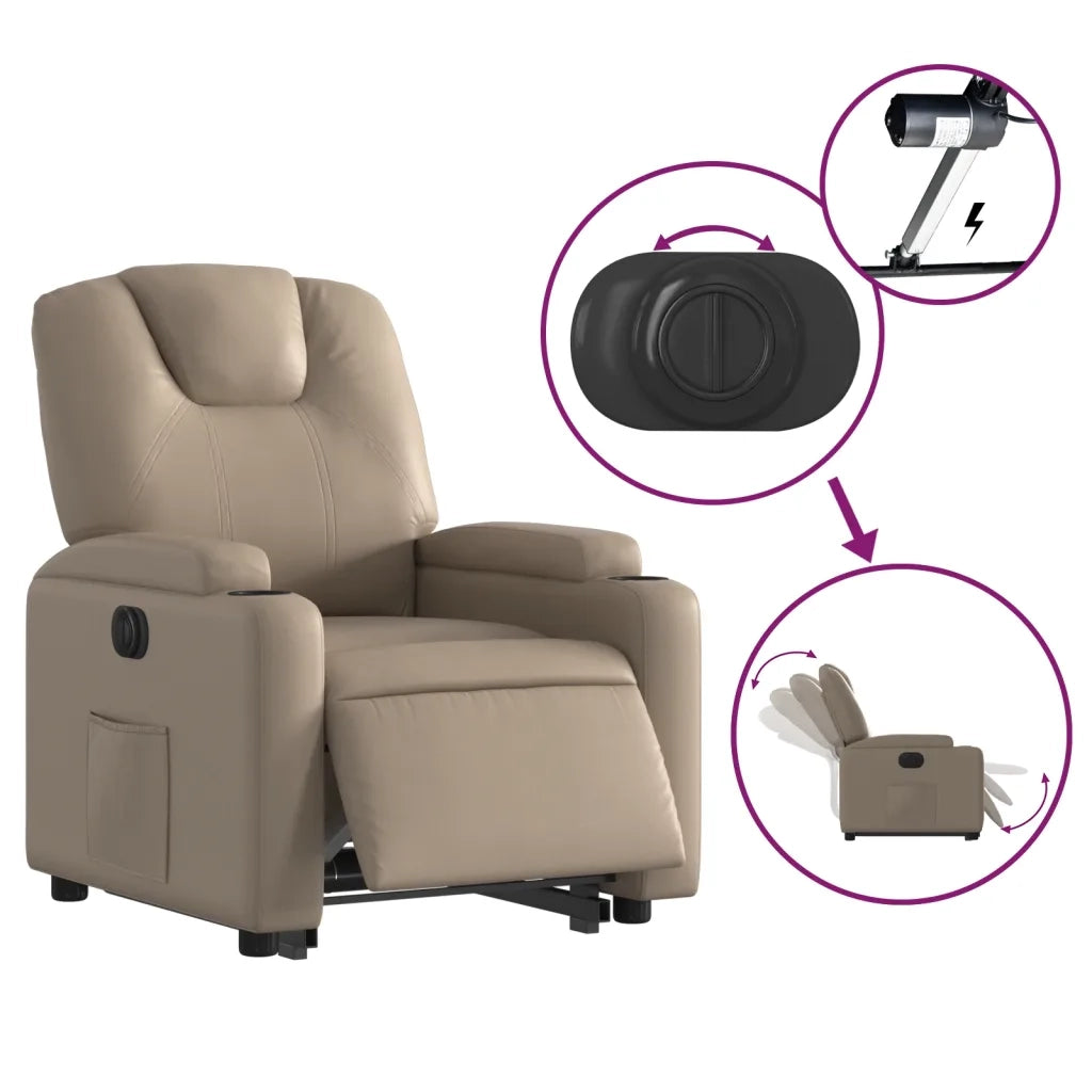 Poltrona Alzapersona Reclinante Elettrica Cappuccino Similpelle 3204450