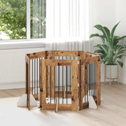 Cancello per cani con supporti 6 pcs Legno antico 60 x 80 cm
