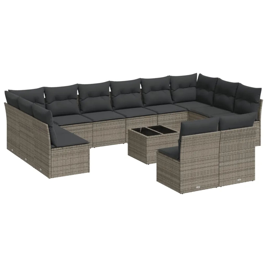 Set Divani da Giardino 13 pz con Cuscini Grigio in Polyrattan 3250219