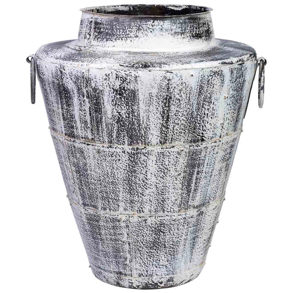 Vaso in metallo invecchiato bianco 50x50x58