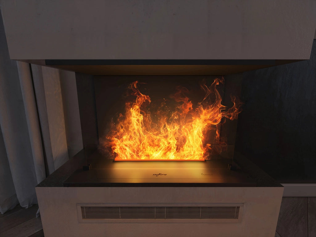 Camino a Vapore Elettrico Effetto Fuoco Invapo Inside C800 80x50x40 cm con Ricarica Automatica Nero