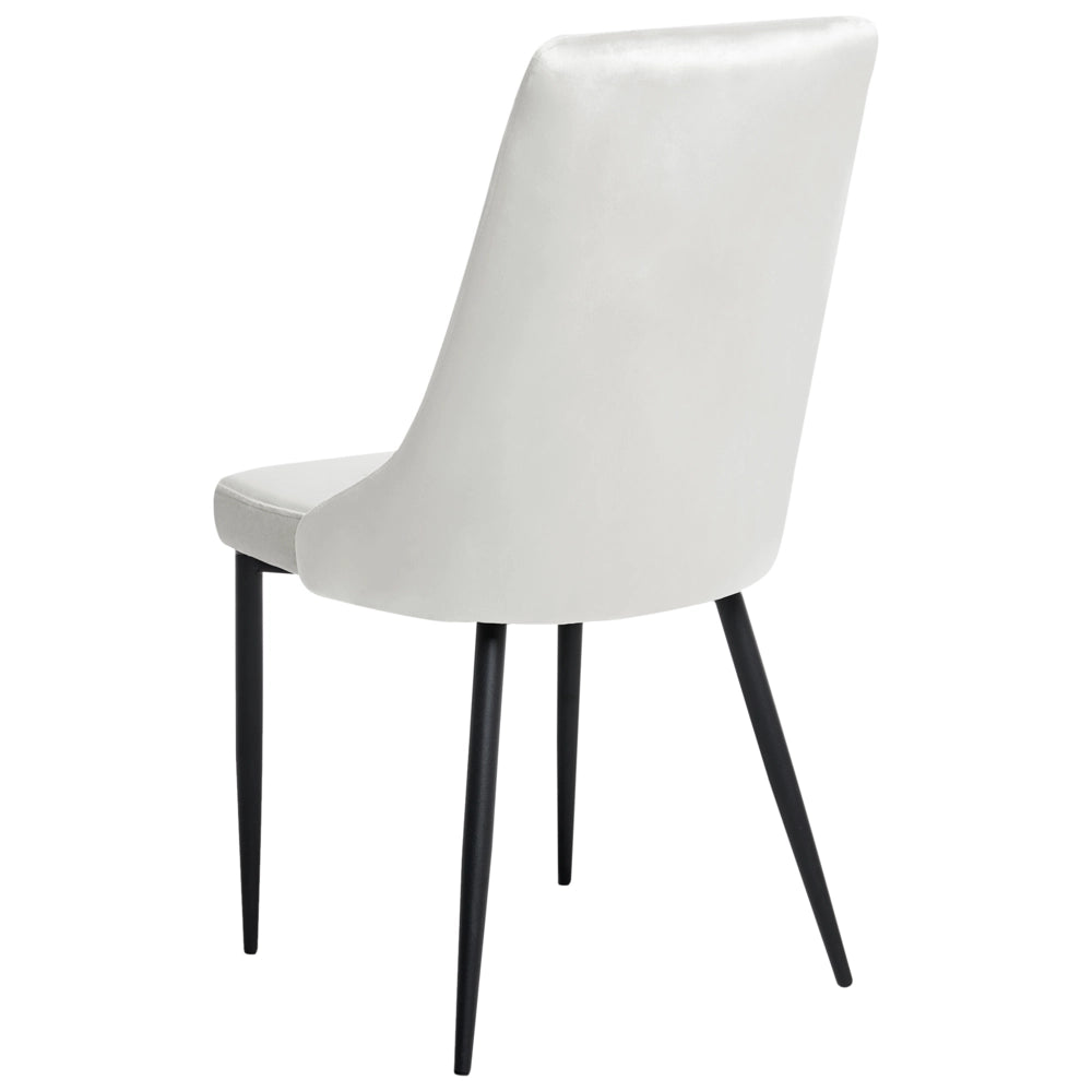 Set di 2 sedie da pranzo in velluto bianco sporco  con gambe nere in ferro Sedie imbottite moderne