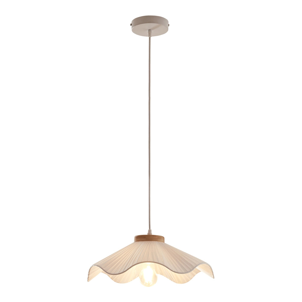Lampada a Sospensione Broadway con Paralume a Cono Ondulato Ø41 cm Tessuto Bianco lux.pro