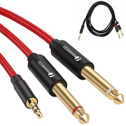 Trade Shop - Cavo Audio Aux 3.5mm Maschio A Doppio Cavo Jack 6.5mm Maschio Mono Ajack-01 1.5mt -