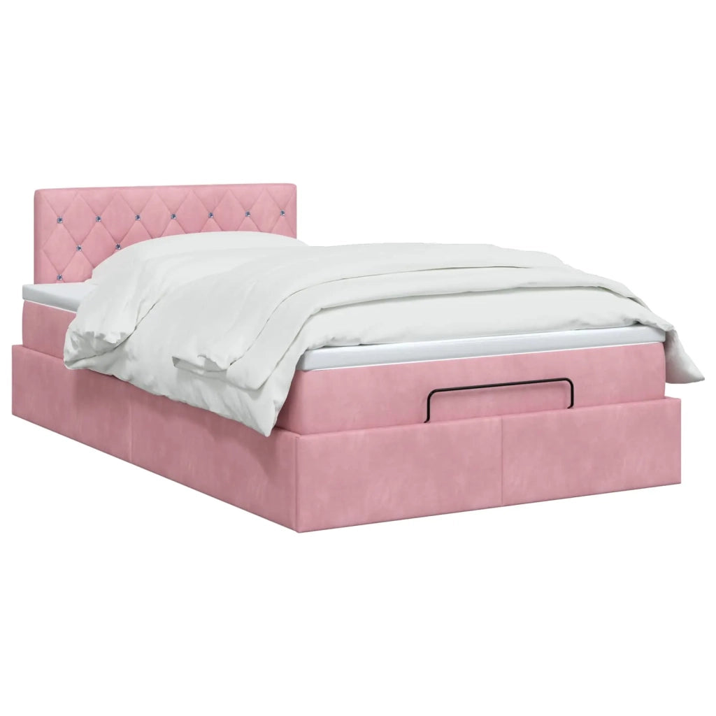 Letto ottomano con materasso Rosa 120 x 200 cm Velluto 3457646