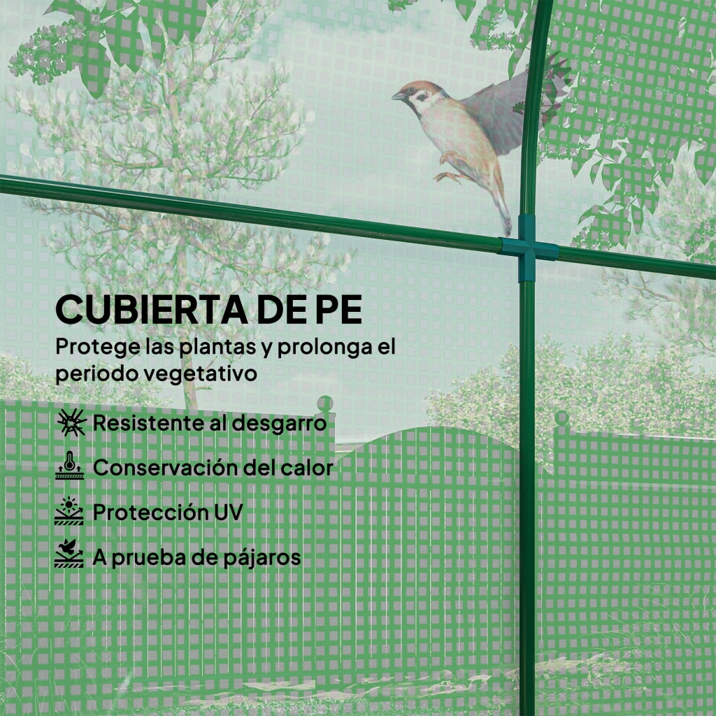 Serra da Giardino a Tunnel 180x180x200 cm ¨C Xylo ¨C con Porta Arrotolabile e Finestra in Rete Verde