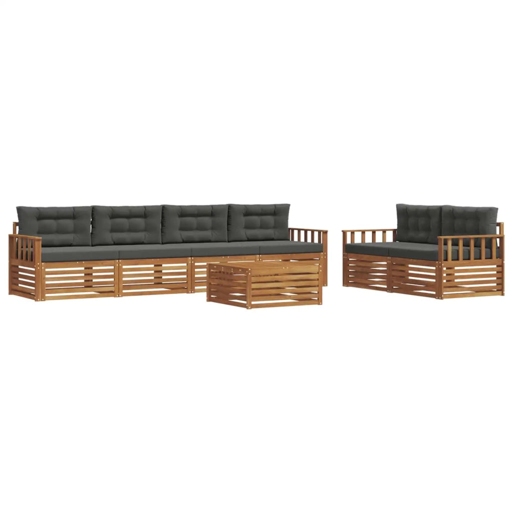 Set di divani da esterno con cuscino 7 pcs Naturale e Antracite 3373052