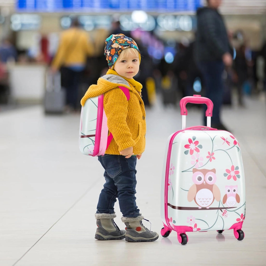Set di Valigia per Bambini, 16" Valigia+ 12" Zaino, 2 Pezzi, con Ruote Girevoli a 360° e Maniglia Retrattile, Ideale per Viaggiare in Modo Comodo e Divertente (Modello 5)