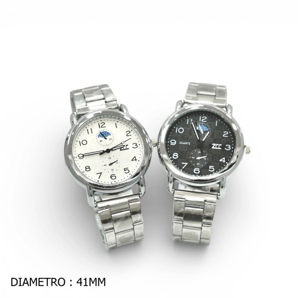 Trade Shop - Orologio Da Polso Uomo Sportivo Elegante 41mm Acciaio Quadrante Casuale -