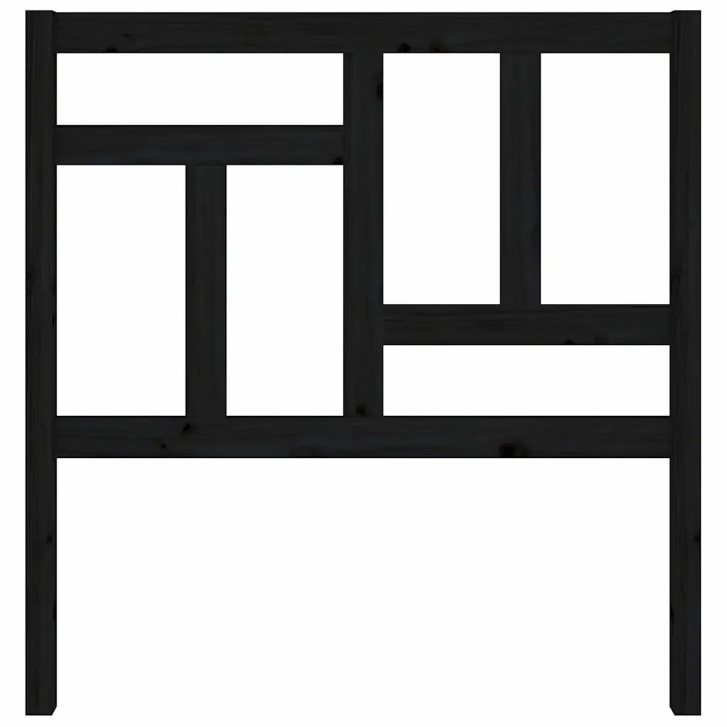 Testiera | Testata per Letto Nera 95,5x4x100 cm in Legno Massello di Pino