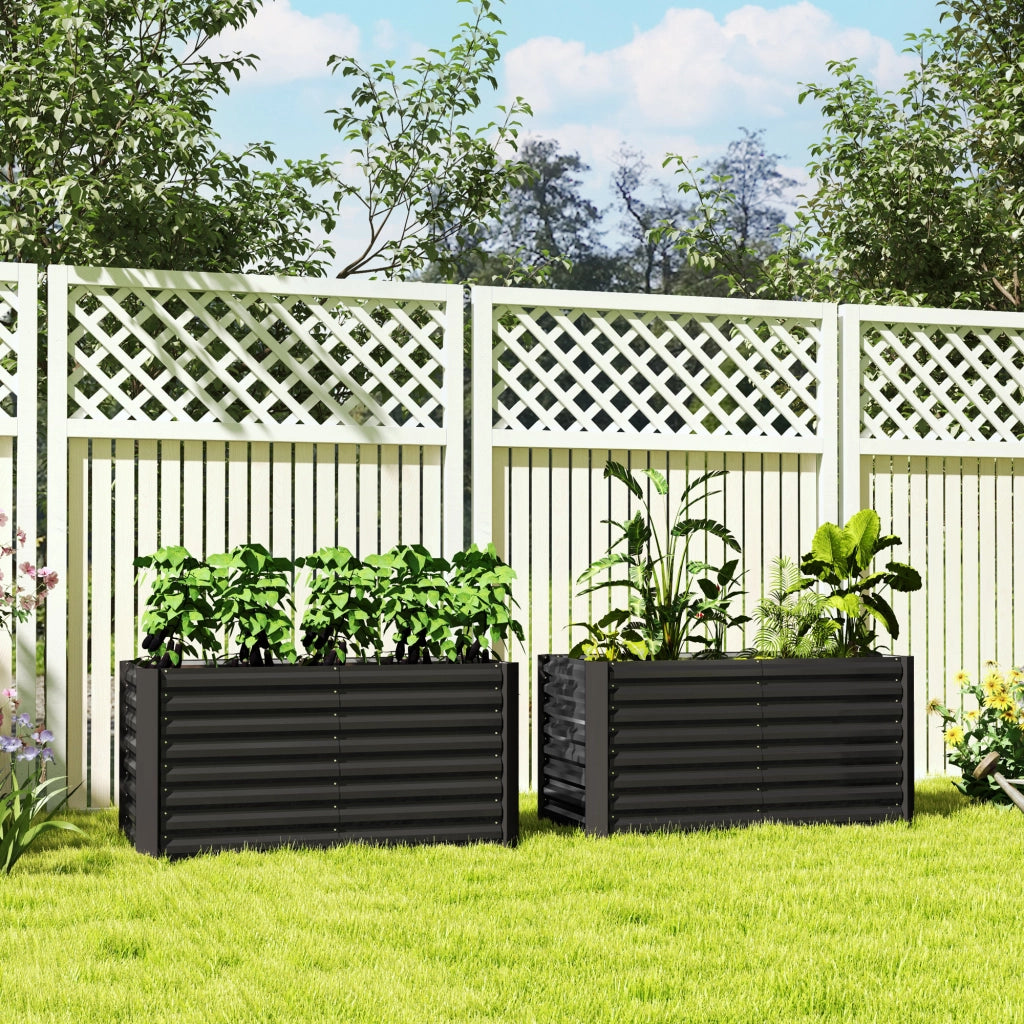 Vaso da Giardino 2 Pezzi ¨C zephmum ¨C Metallico, Grigio Scuro, 120x60x60 cm