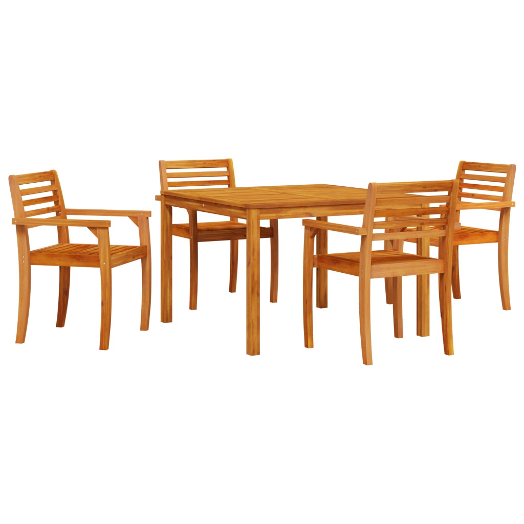 Set da giardino da pranzo 5 pezzi in legno massello di acacia
