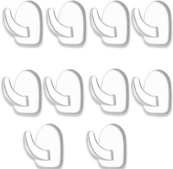 Pacchetto con 10 forti, adesivi, trasparenti ganci. Utilizzabili come appendi asciugamano, appendi abito, appendi parete, senza perforare. Adatti per bagni, cucine e altre aree.