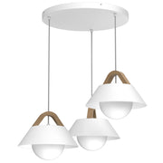Lampada a sospensione Funda 3xE27 bianca legno Luminex