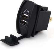 Caricabatteria doppio USB auto DC 12 V-24 V LED blu 5V 3.1A - Interruttore di alimentazione ARB.
