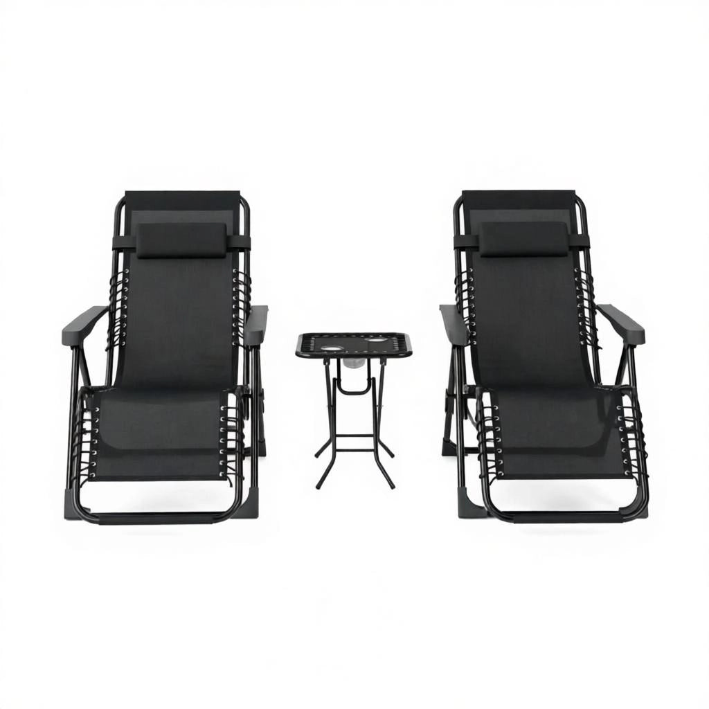 SDRAIO PIEGHEVOLE Set da 2 pezzi con tavolino 47x47x54 cm Nero