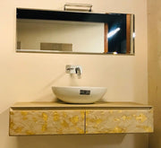Mobile Bagno Prestigioso 140 70+70 Materia Resina Oro Satile R1 - Orlandi Bagno