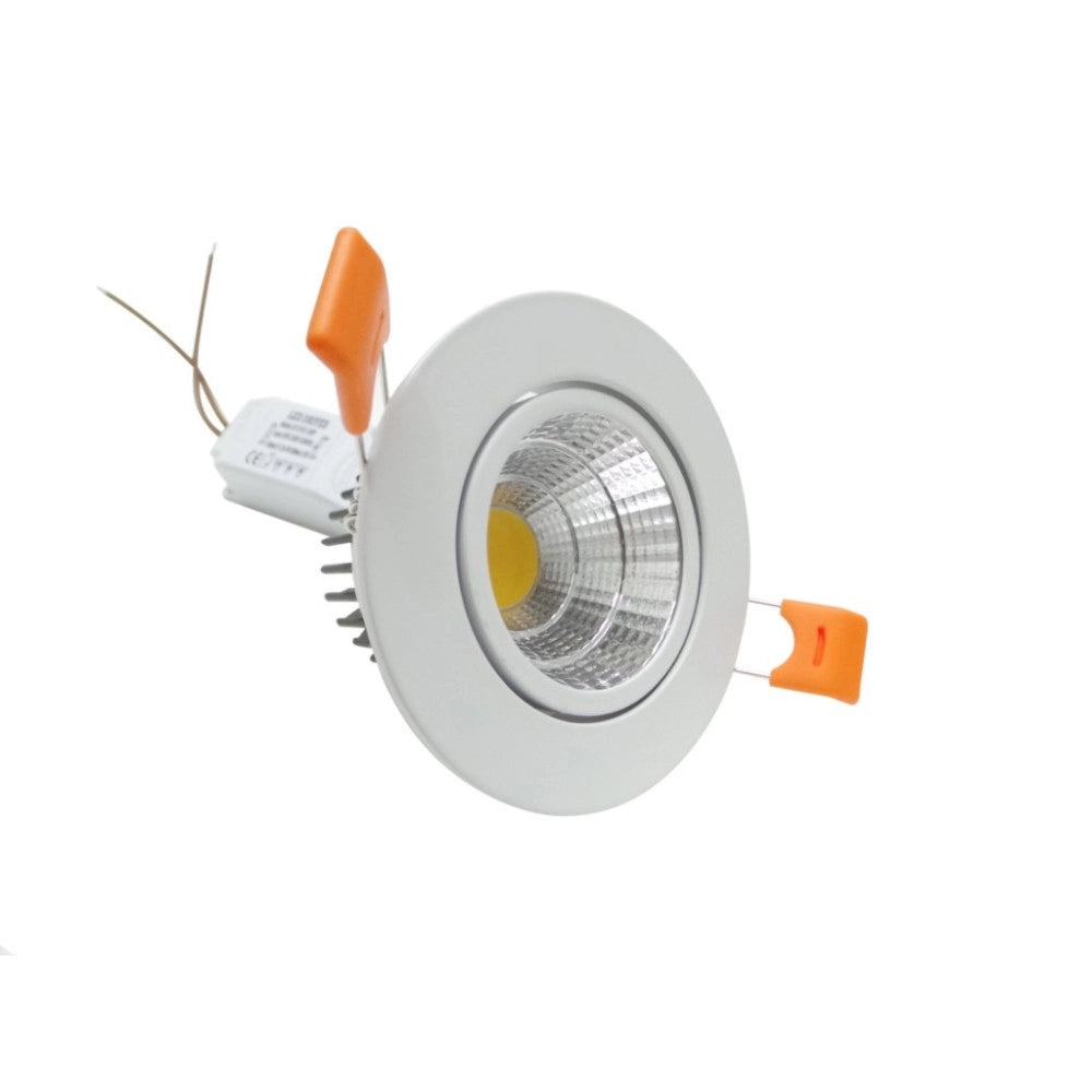Trade Shop - Faretto Led Cob Incasso Molle Alette Cornice Bianca Luce Bianco Calda Fredda 5 W - -bianco Caldo      -