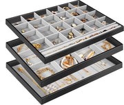 Organizzatore per gioielli 3 in 1, set di accessori per cassetti, organizzatore per gioielli staccabile per orecchini, bracciali, anelli, orologi - Nero
