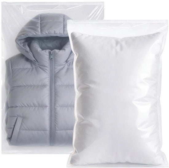 20 Borse di Stoccaggio con Chiusura a Zip, 40x60cm Borse di Stoccaggio in Plastica per Abbigliamento, Borse di Stoccaggio Reutilizzabili per Abbigliamento, Intimo, Asciugamani, Scarpe, Cosmetici e Altri Accessori
