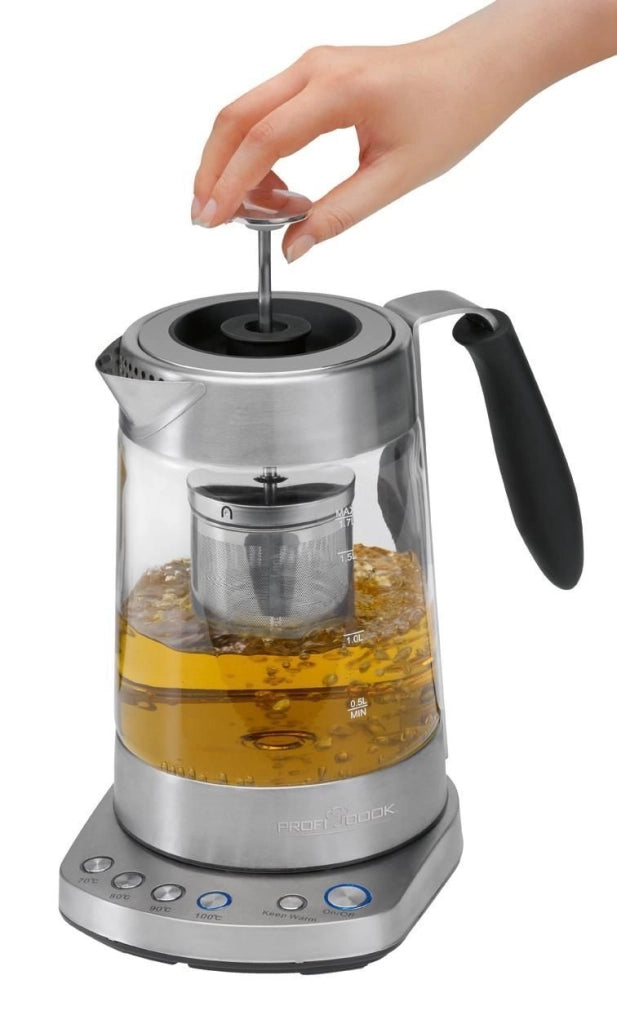 ProfiCook PC-WKS 1020 G bollitore elettrico 1,7 L 3000 W Nero, Acciaio inox