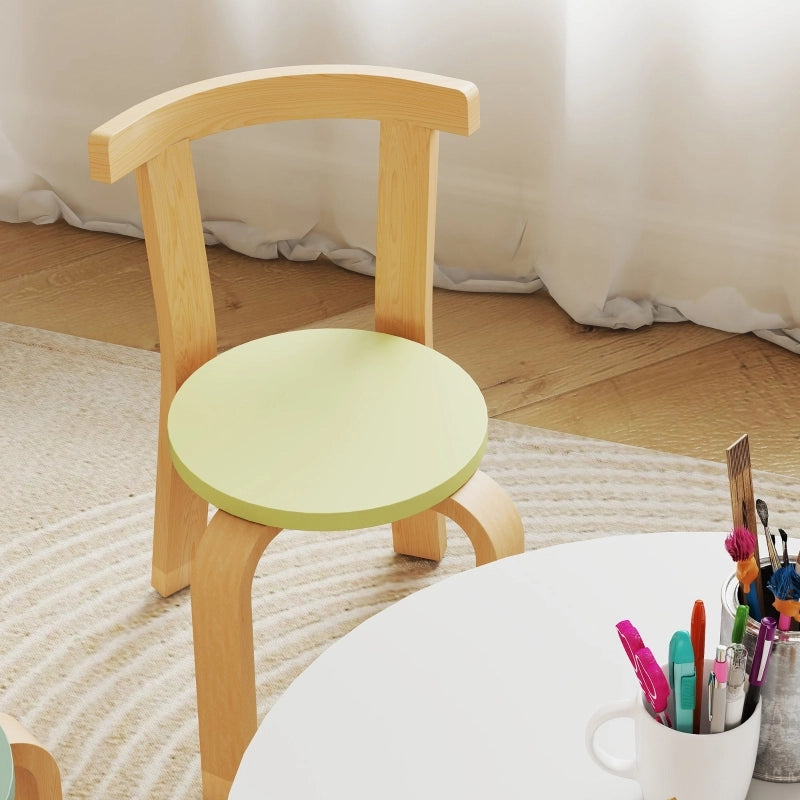 Set tavolo e 4 sedie per bambini in legno, multicolore, con bordi arrotondati
