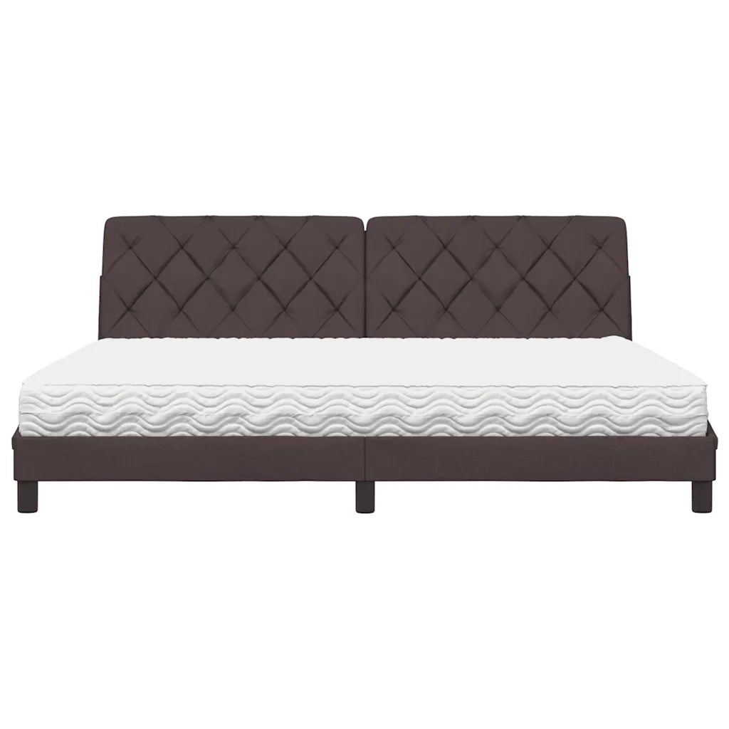 Letto con Materasso Marrone Scuro 200x200 cm in Tessuto