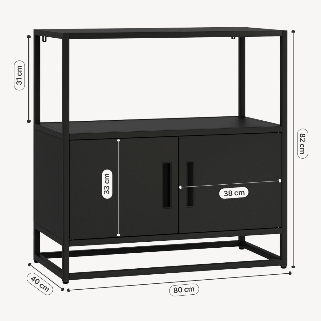 Armadio da Ufficio Hailuoto per Archivio 82 x 80 x 40 cm Acciaio Nero [en.casa]