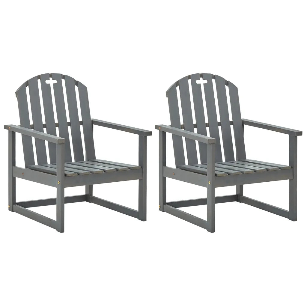 Sedie da Giardino 2 pz Grigie in Legno Massello di Acacia cod mxl 13893