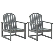 Sedie da Giardino 2 pz Grigie in Legno Massello di Acacia cod mxl 13893
