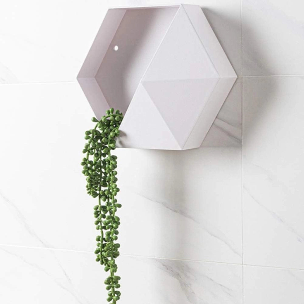 Trade Shop - Mensola Da Parete Attrezzata A Muro Esagonale Scaffale Geometrico 27x23x7cm Mod -