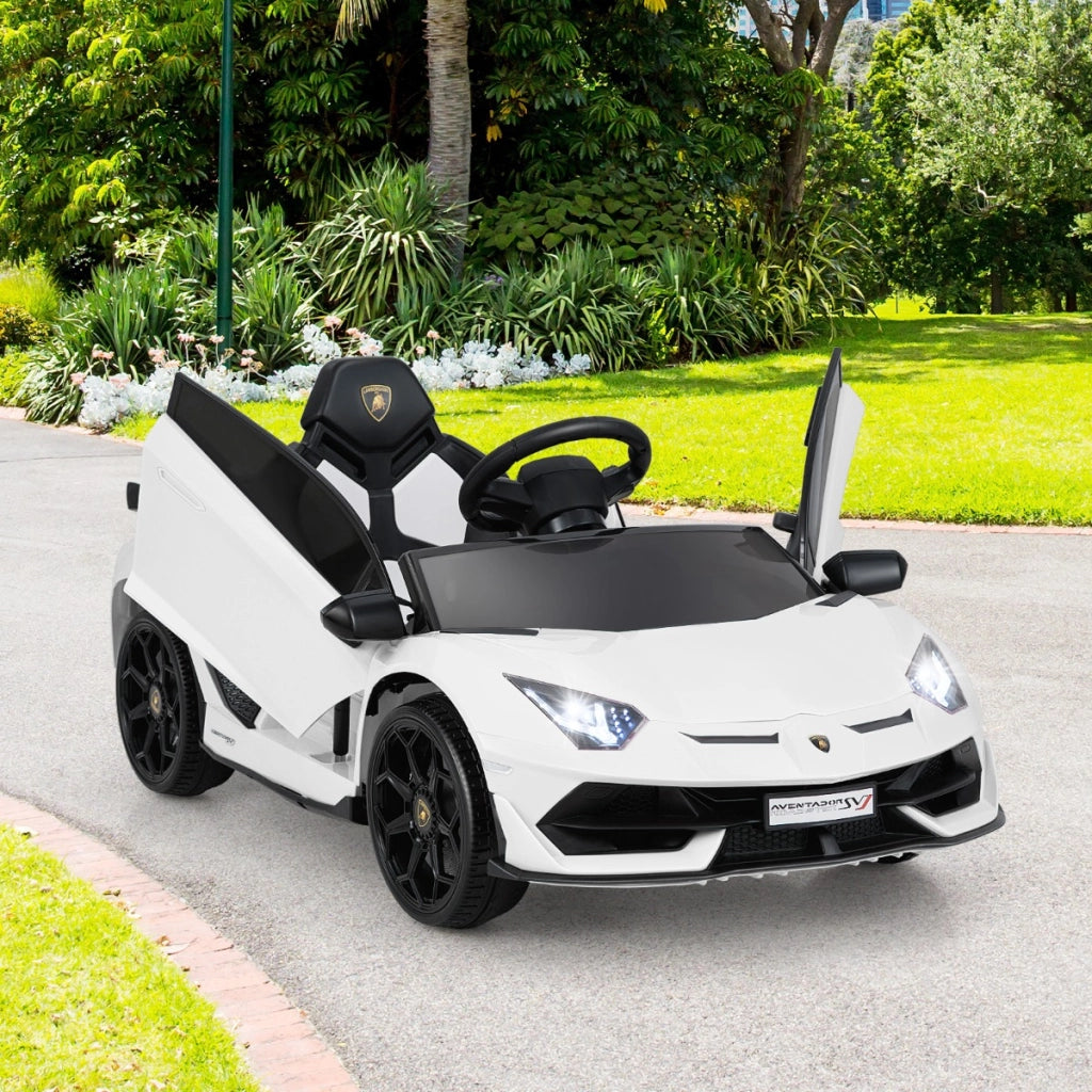 Auto elettrica giocattolo lamborghini 12V con licenza Per bambini, Veicolo elettrico con telecomando Bianco-Macchinine giocattoli