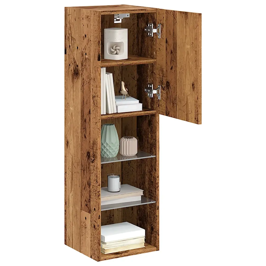 Mobili Porta TV con Luci LED 2 pz Legno Antico 30,5x30x102 cm 857677