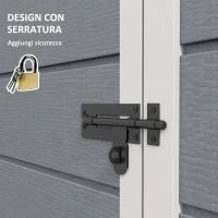 Casetta da Giardino Porta Attrezzi con Porta Bloccabile, Finestra e Presa d'Aria, Grigio