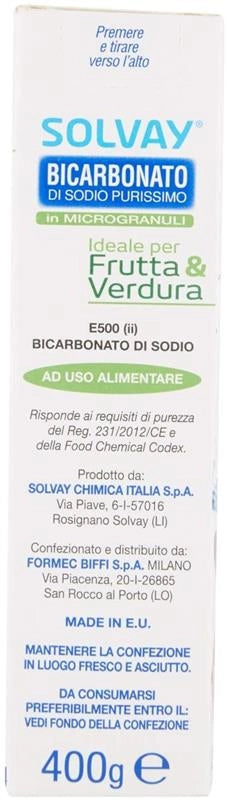 SOLVAY BICARBONATO DI SODIO IN GRANULI PER USO ALIMENTARE E DOMESTICO 400 GR