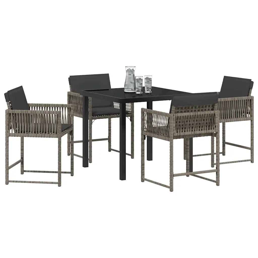 Set da Pranzo per Giardino 5 pcs Grigio polyrattan 3380749