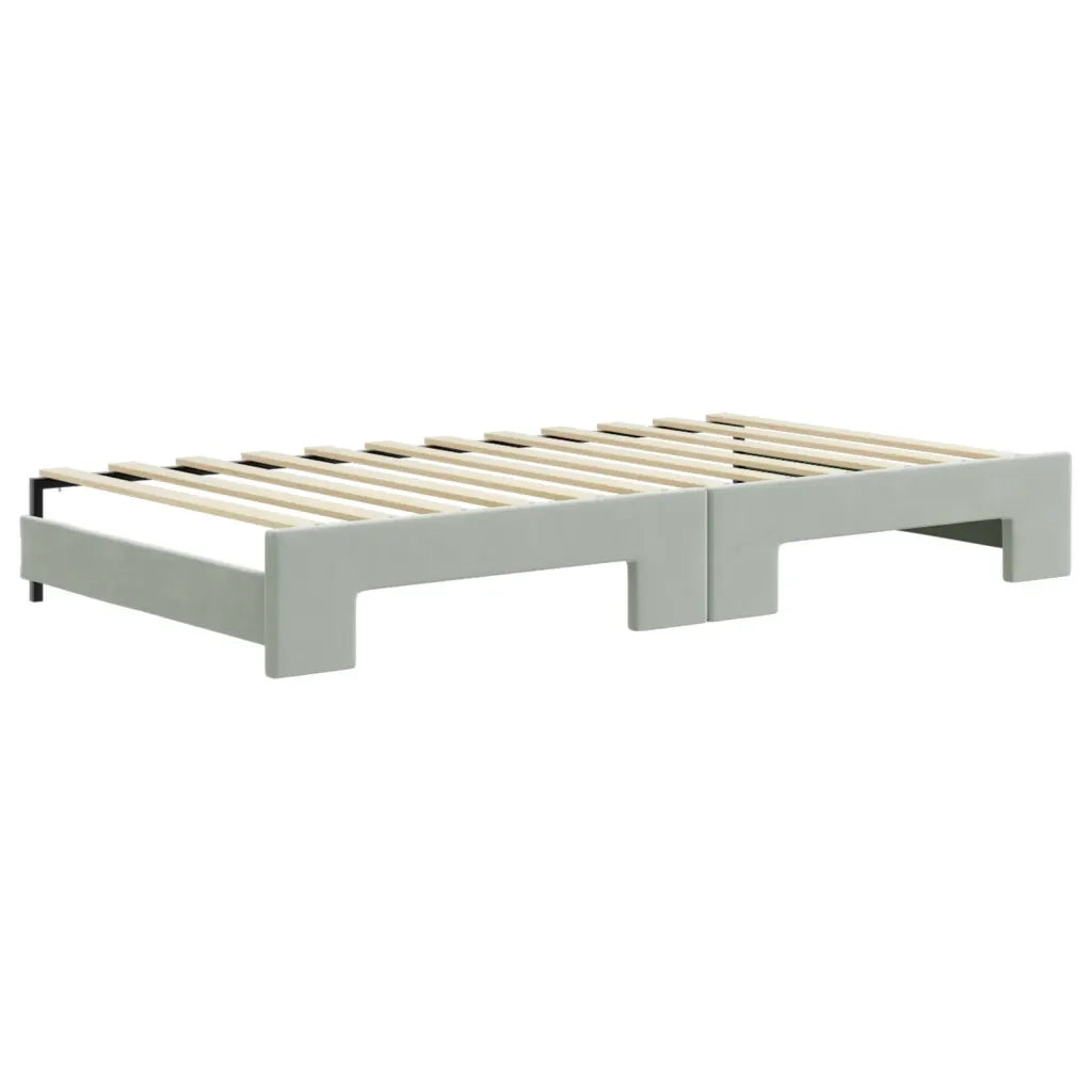 Divano Letto Estraibile Cassetti Grigio Chiaro 100x200 Velluto 3197008