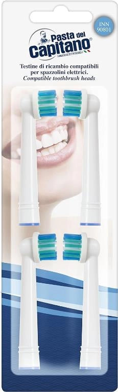 Set 4 Pezzi Testine Ricambio Spazzolino Elettrico Oral B Pasta del Capitano