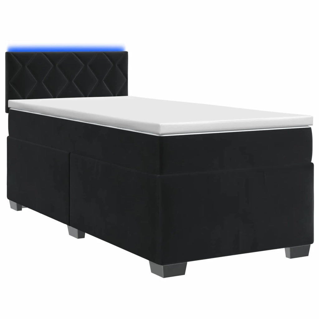 Letto con Box Spring, Materasso e LED Nero 90 x 190 cm Velluto 3452092