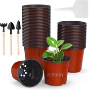 Pannelli di Cultivo in Plastica - 100 pezzi (10 cm) con Fessure di Drenaggio e Pannello Interno per Semi e Steli + 10 Etichette per Piante