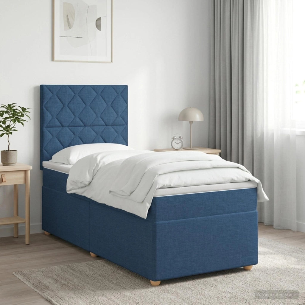 Letto box spring con materasso Blu 90 x 200 cm Tessuto 3453808