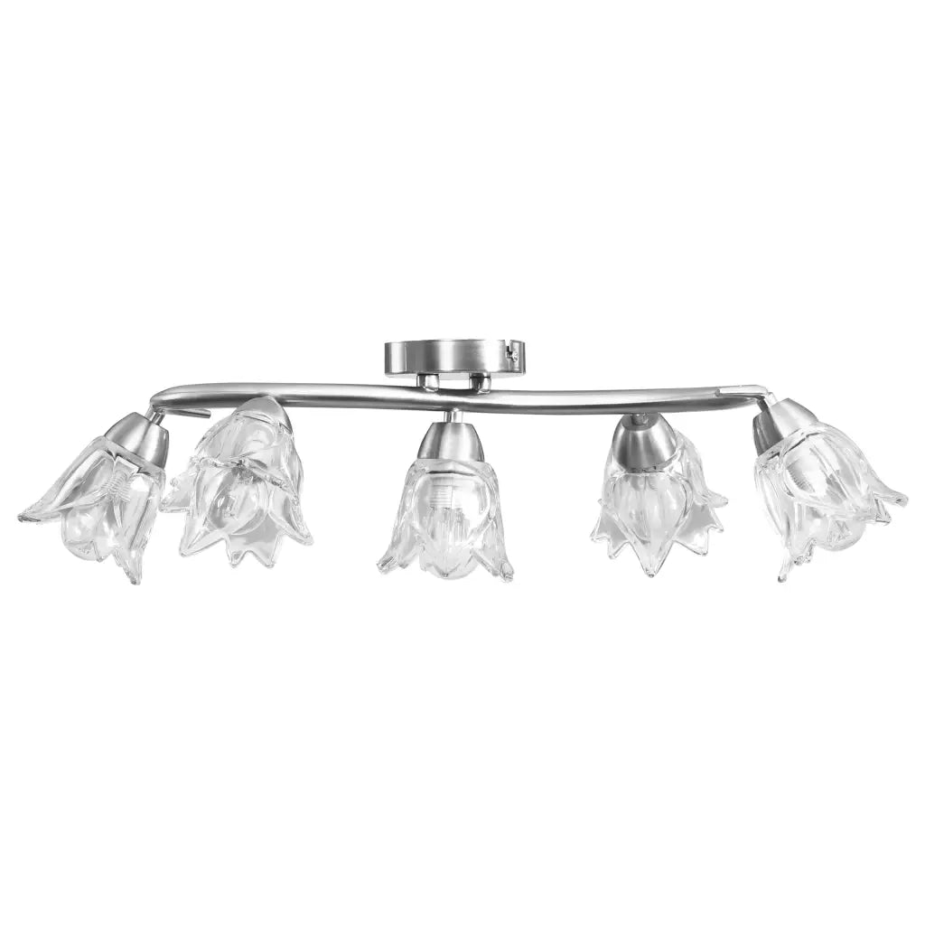 Lampadario con Paralumi in Vetro per 5 Lampadine E14 Tulipano 289233