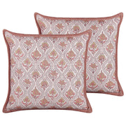 Set di 2 cuscini decorativi cotone motivo floreale 45 x 45 cm profilo decorativo rivestimento sfoderabile accessori decorativi