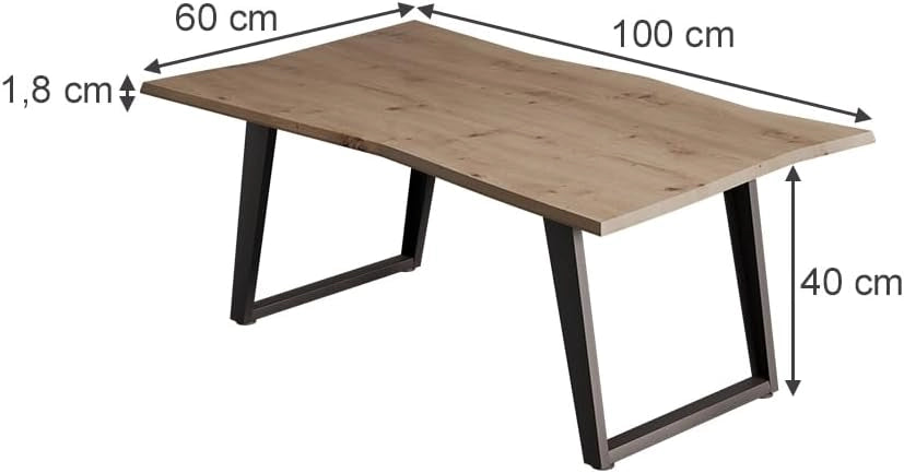 Tavolino da caffè Yan, Artigiano, 100 x 60 cm, adatto all'uso come tavolino da soggiorno o tavolino laterale