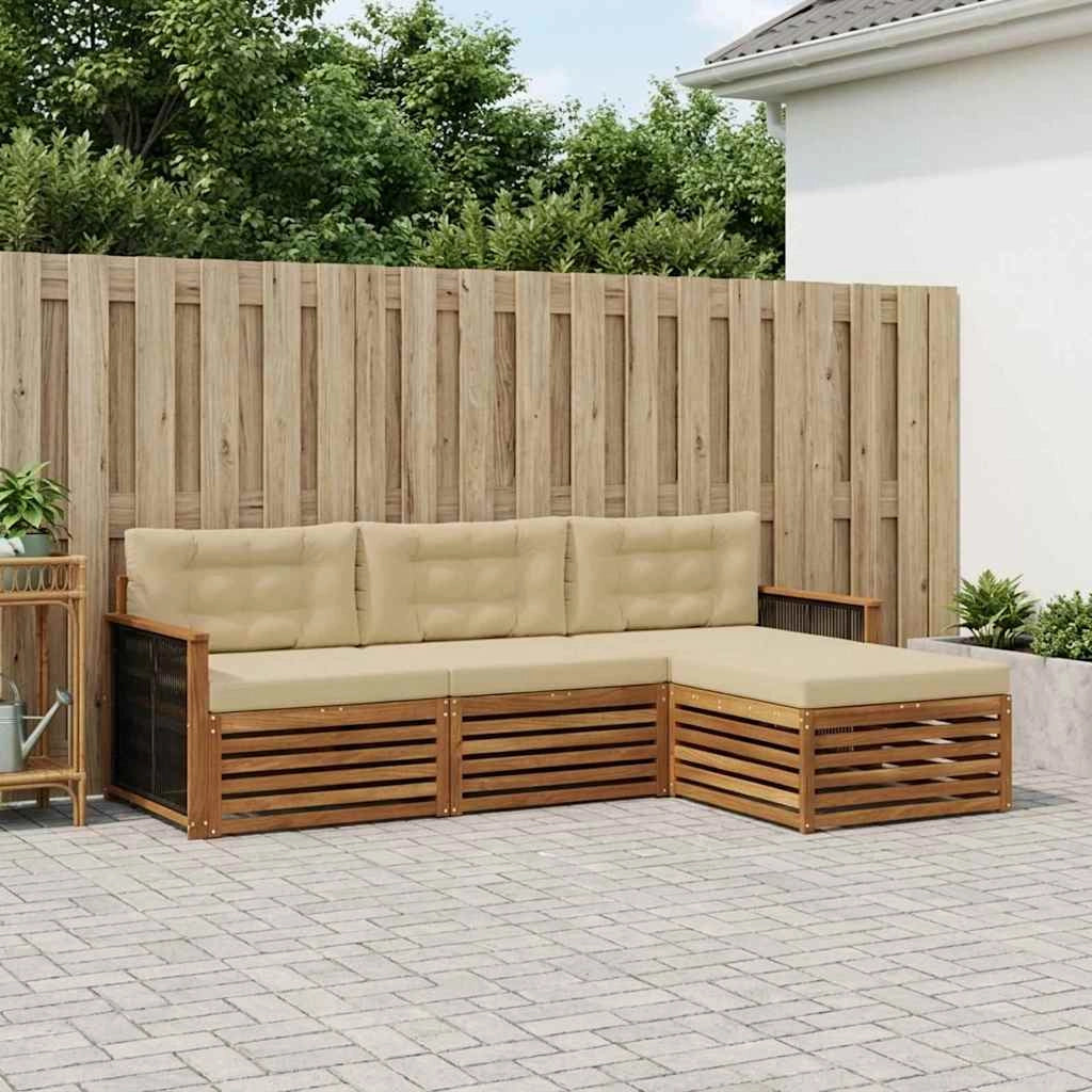 Set di divani da esterno 4 pz Naturale e Beige 3383206