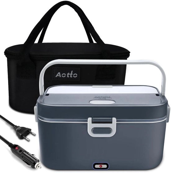 Lunchbox elettrica con grande capacità di 2 litri, 90 W velocissima elettrica lunchbox per adulti, 3-in-1 portatile lunch warmer con borsa isolata per auto/truck/ufficio, 12V/24V/220V (grigia)