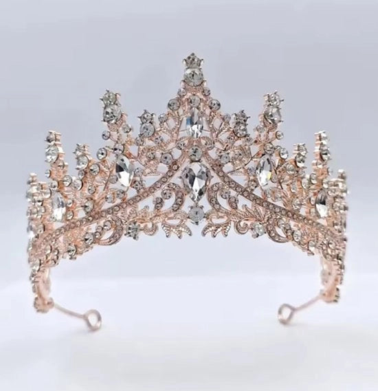 Diadema - Sieraad Capelli - Elegant e Duraturo - Adatto per Varie Occasioni – Corona Principessa – Corona Cristallo – Rosa