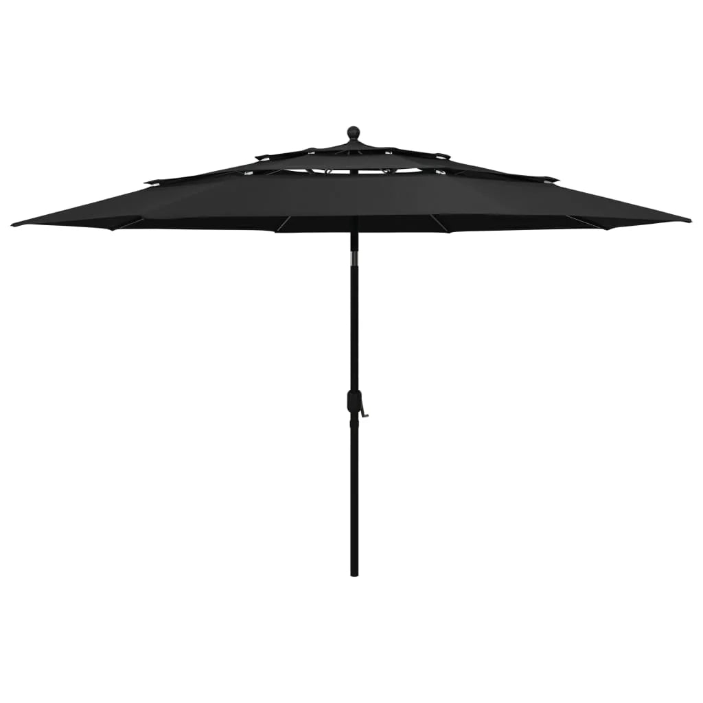 Ombrellone da giardino a 3 livelli con palo in alluminio nero da 3,5 m 02_0008760